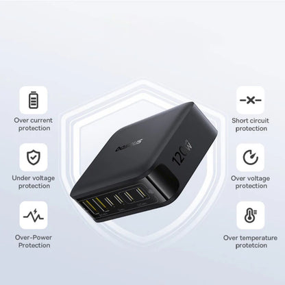 Ładowarka stacja Baseus EnerFill FH21, 120W, 3.25A, 2 x USB-A - 4 x USB-C, Czarny E0120T00