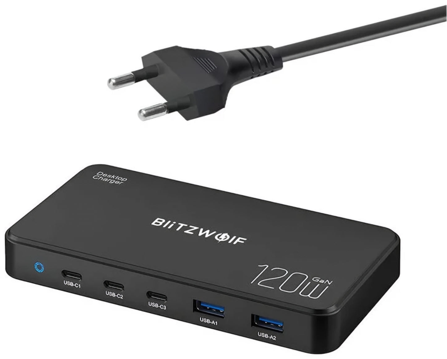BlitzWolf BW-i100 Charging Station, 120W, 5A, 2 x USB-A - 3 x USB-C, Black