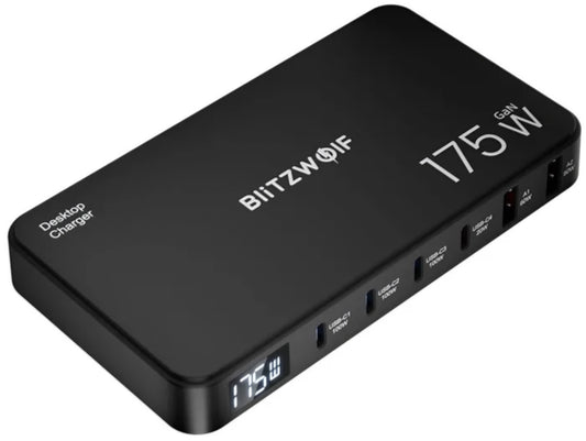 Ładowarka stacja BlitzWolf BW-S30, 175W, 5A, 2 x USB-A - 4 x USB-C, Czarny