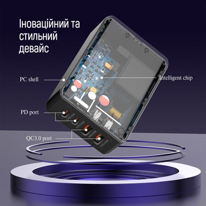 Ładowarka stacja ColorWay Display, 65W, 3.25A, 2 x USB-A - 2 x USB-C, Czarny