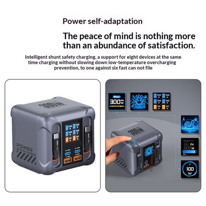 Charging Station with USB-C Cable OEM HW866, 300W, 5A, 2 x USB-A - 2 x USB-C, Gray
