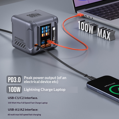 Charging Station with USB-C Cable OEM HW866, 300W, 5A, 2 x USB-A - 2 x USB-C, Gray