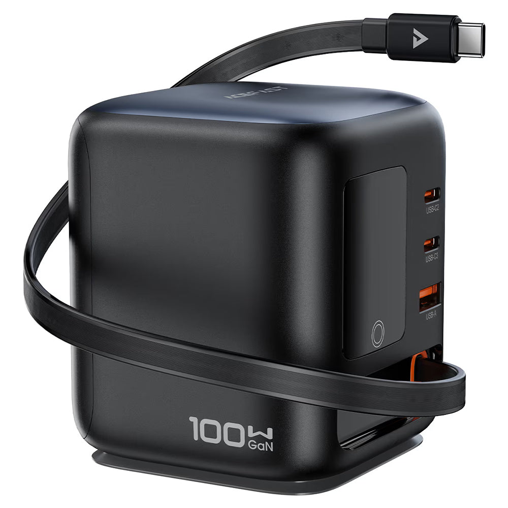 Stacja ładowania z kablem USB-C Acefast Z10, 100W, 1 x USB-A - 2 x USB-C, czarny
