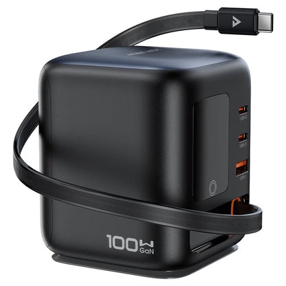 Stacja ładowania z kablem USB-C Acefast Z10, 100W, 1 x USB-A - 2 x USB-C, czarny