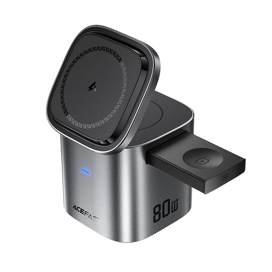 Ładowarka Stacja z Kablem USB-C Acefast Z9 QI 6w1, 80W, 1 x USB-C - 1 x USB-A, Czarny