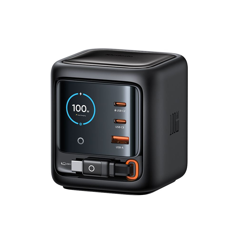 Charging Station with USB-C Cable Mcdodo FreeGo CH-1391 Display, 100W, 5A, 1 x USB-A - 2 x USB-C, Black