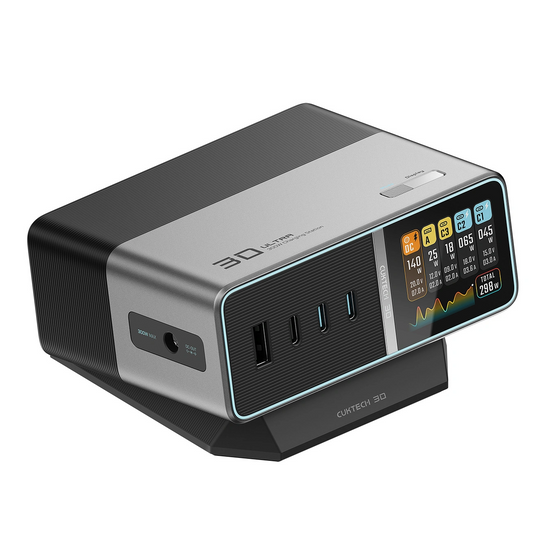 Ładowarka Stacja Cuktech TA3005U, 300W, 1 x DC - 1 x USB-A - 3 x USB-C, Szary