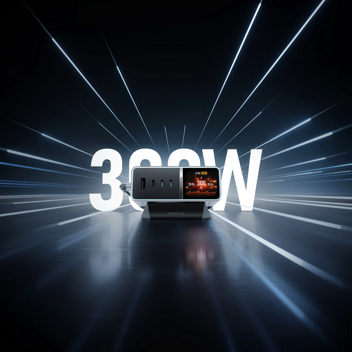 Ładowarka Stacja Cuktech TA3005U, 300W, 1 x DC - 1 x USB-A - 3 x USB-C, Szary
