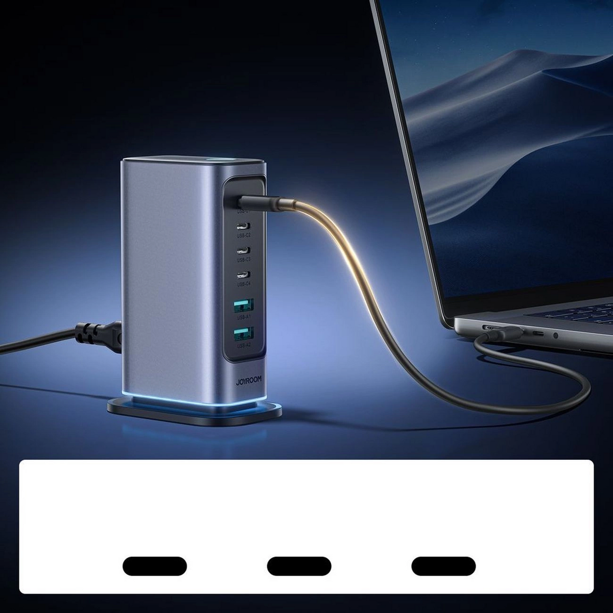 Ładowarka stacja Joyroom JR-TCM02 UK, 65W, 3.25A, 2 x USB-A - 4 x USB-C, Szary