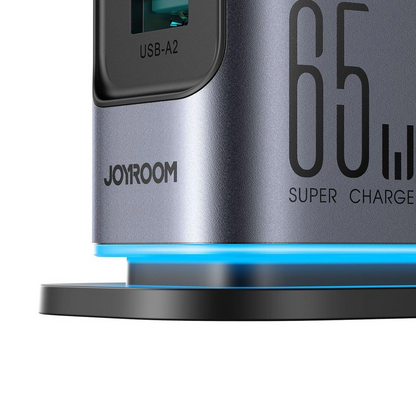 Ładowarka stacja Joyroom JR-TCM02 UK, 65W, 3.25A, 2 x USB-A - 4 x USB-C, Szary