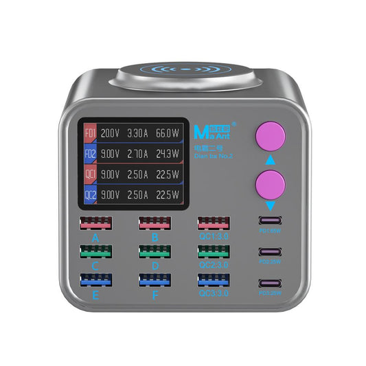 Ładowarka Stacja MaAnt DianBa No.2 QI, 300W, 3A, 3 x USB-C - 9 x USB-A, Szara