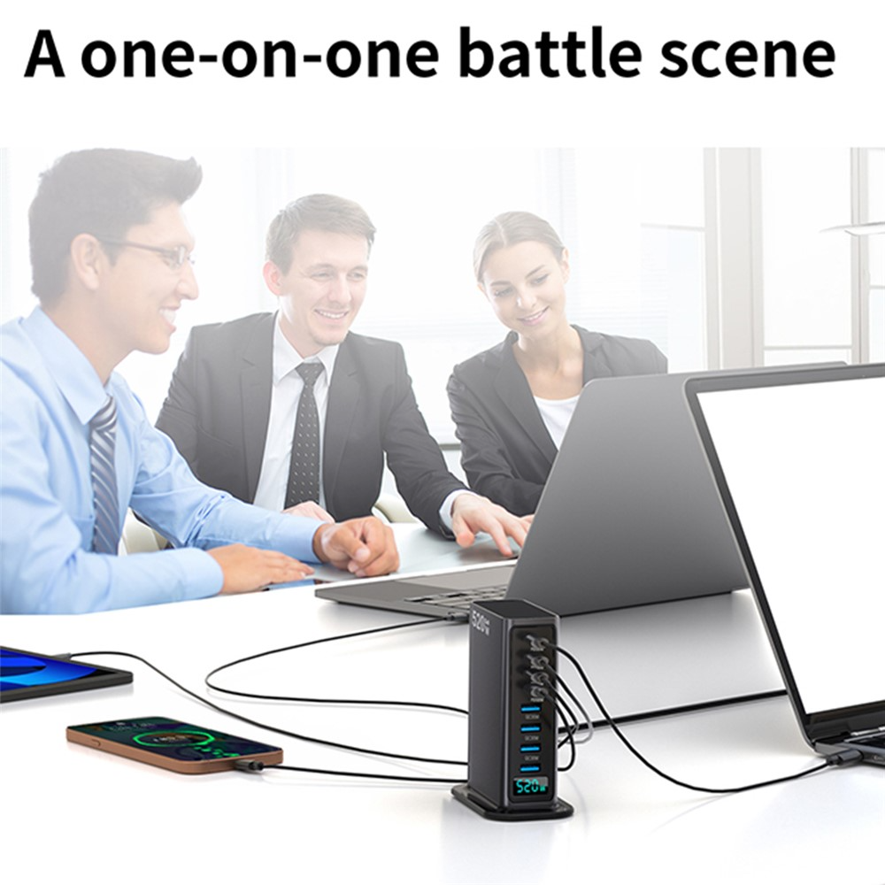 OEM Station Charger, 520W, 5A, 4 x USB-A - 4 x USB-C, Gray
