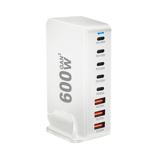 Ładowarka Stacja OEM, 600W, 4 x USB-A - 4 x USB-C, Biała