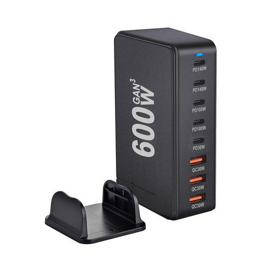 Ładowarka Stacja OEM, 600W, 4 x USB-A - 4 x USB-C, Czarny