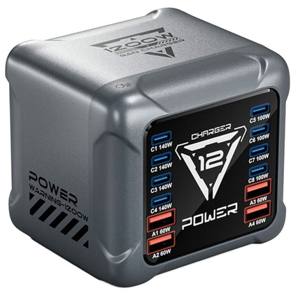 Ładowarka Stacja OEM BK-127D, 280W, 5A, 4 x USB-A - 8 x USB-C, Szary