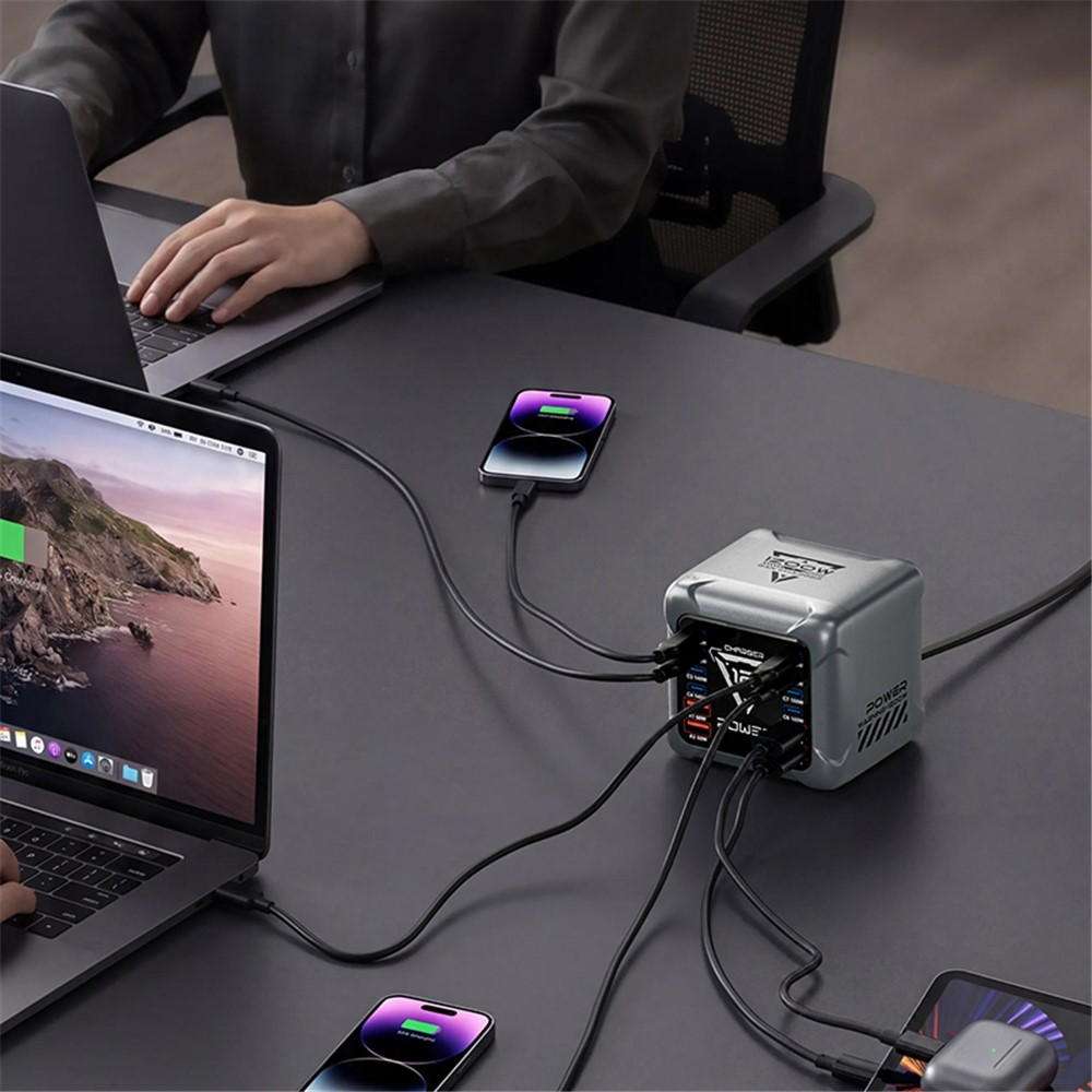 Ładowarka Stacja OEM BK-127D, 280W, 5A, 4 x USB-A - 8 x USB-C, Szary