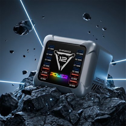 Ładowarka Stacja OEM BK-127D, 280W, 5A, 4 x USB-A - 8 x USB-C, Szary