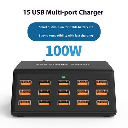 Ładowarka Stacja OEM HW15, 100W, 2A, 15 x USB-A, Czarny