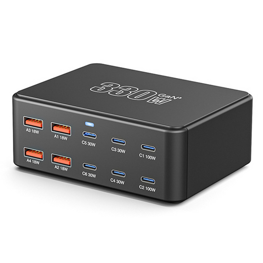 Ładowarka Stacja OEM HW66, 330W, 5A, 4 x USB-A - 6 x USB-C, Czarny