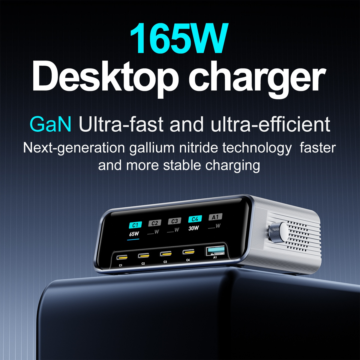 Ładowarka Stacja OEM WLX-60G, 140W, 5A, 1 x USB-A - 4 x USB-C, Szary