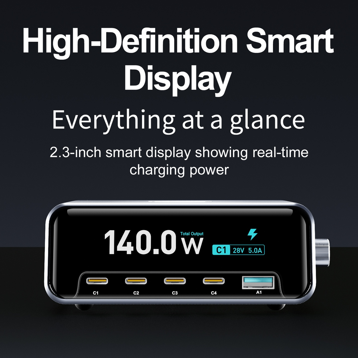 Ładowarka Stacja OEM WLX-60G, 140W, 5A, 1 x USB-A - 4 x USB-C, Szary