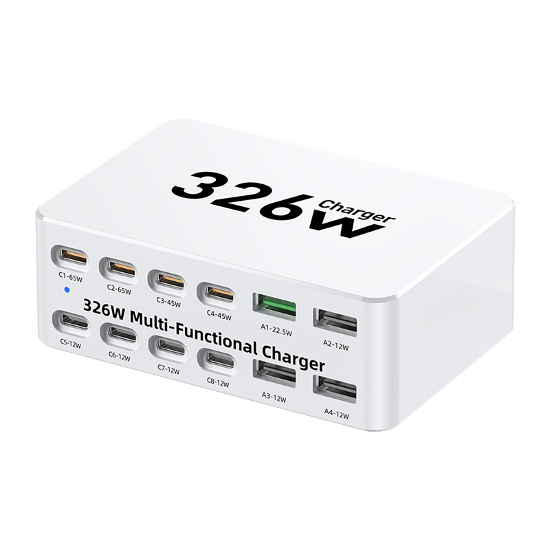 Ładowarka stacja OEM WLX-818E, 326W, 3.25A, 4 x USB-A - 8 x USB-C, Biała