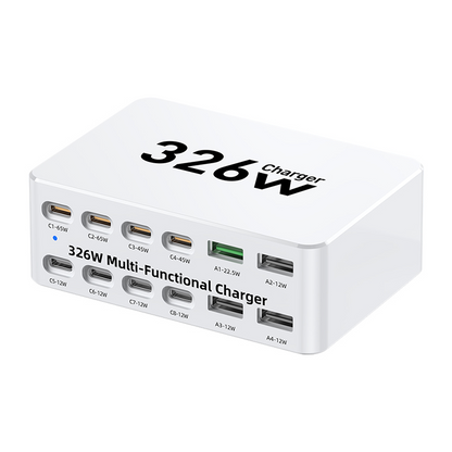 Ładowarka stacja OEM WLX-818E, 326W, 3.25A, 4 x USB-A - 8 x USB-C, Biała