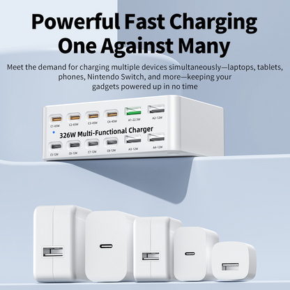 Ładowarka stacja OEM WLX-818E, 326W, 3.25A, 4 x USB-A - 8 x USB-C, Biała