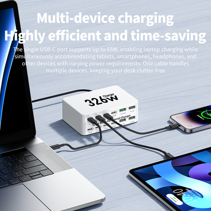 Ładowarka stacja OEM WLX-818E, 326W, 3.25A, 4 x USB-A - 8 x USB-C, Biała