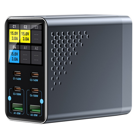 Ładowarka Stacja OEM WLX-G3, 140W, 5A, 2 x USB-A - 4 x USB-C, Szary