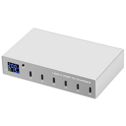 Ładowarka Stacja OEM WLX-X6P, 140W, 3A, 6 x USB-C, Srebrny