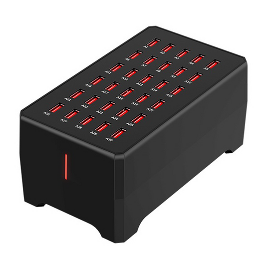 Ładowarka Stacja OEM WT-268, 150W, 2.4A, 30 x USB-A, Czarny