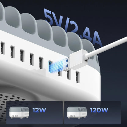 Ładowarka Stacja Orico DUK-10P-V1, 120W, 2.4A, 10 x USB-A, Biała