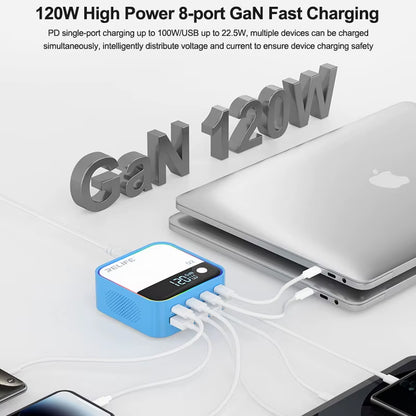 Ładowarka Stacja Relife Q2, 120W, 5A, 4 x USB-A - 4 x USB-C, Srebrna