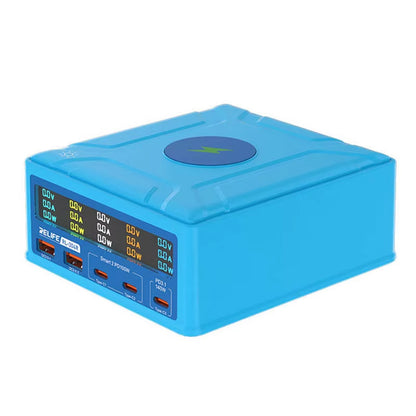 Ładowarka Stacja Relife RL-304R QI, 260W, 3A, 2 x USB-A - 3 x USB-C, Niebieska