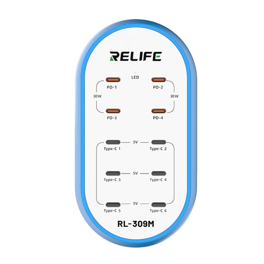 Ładowarka Stacja Relife RL-309M, 72W, 10 x USB-C, Niebieski