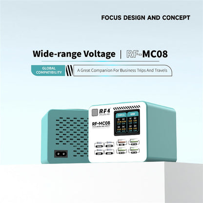 Ładowarka Stacja RF4 RF-MC08, 150W, 5A, 4 x USB-A - 4 x USB-C, Turkusowa