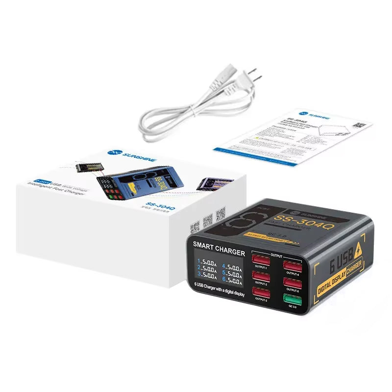 Ładowarka Stacja Sunshine SS-304Q, 30W, 3.5A, 6 x USB-A, Szara