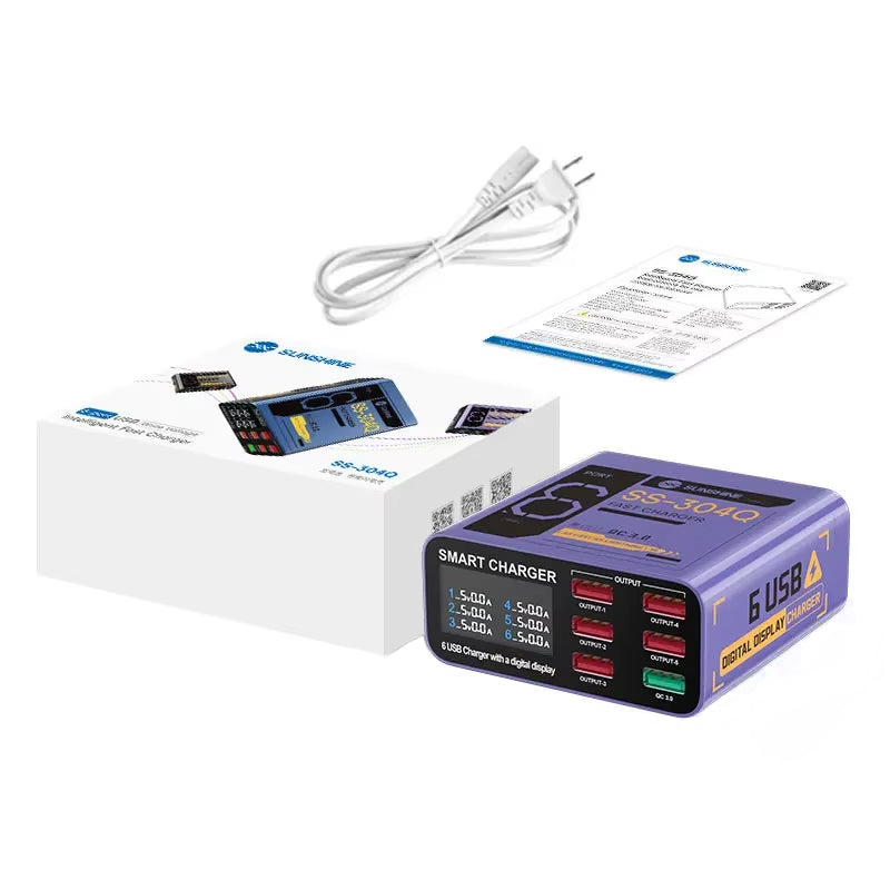 Ładowarka Stacja Sunshine SS-304Q, 30W, 3.5A, 6 x USB-A, Fioletowy