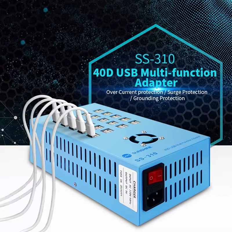 Ładowarka Stacja Sunshine SS-310, 40 x USB-A, Niebieska