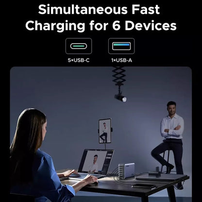 Ładowarka Stacja UGREEN Nexode X759, 500W, 5A, 1 x USB-A - 5 x USB-C, Szara