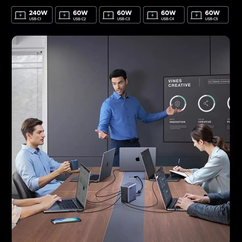 Ładowarka Stacja UGREEN Nexode X759 (55550B), 500W, 5A, 1 x USB-A - 5 x USB-C, Szary