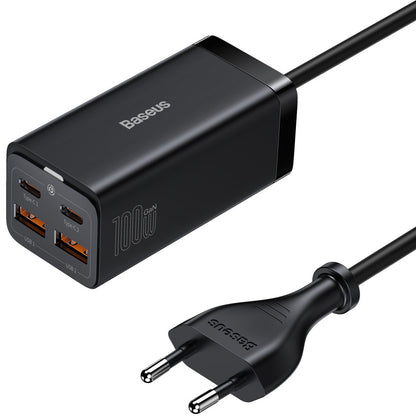 Ładowarka stacja USB-C Baseus GaN3 Pro, 100W, 5A, 2 x USB-A - 2 x USB-C, Czarny, Powystawowy CCGP000101