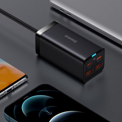 Ładowarka stacja USB-C Baseus GaN3 Pro, 100W, 5A, 2 x USB-A - 2 x USB-C, Czarny, Powystawowy CCGP000101