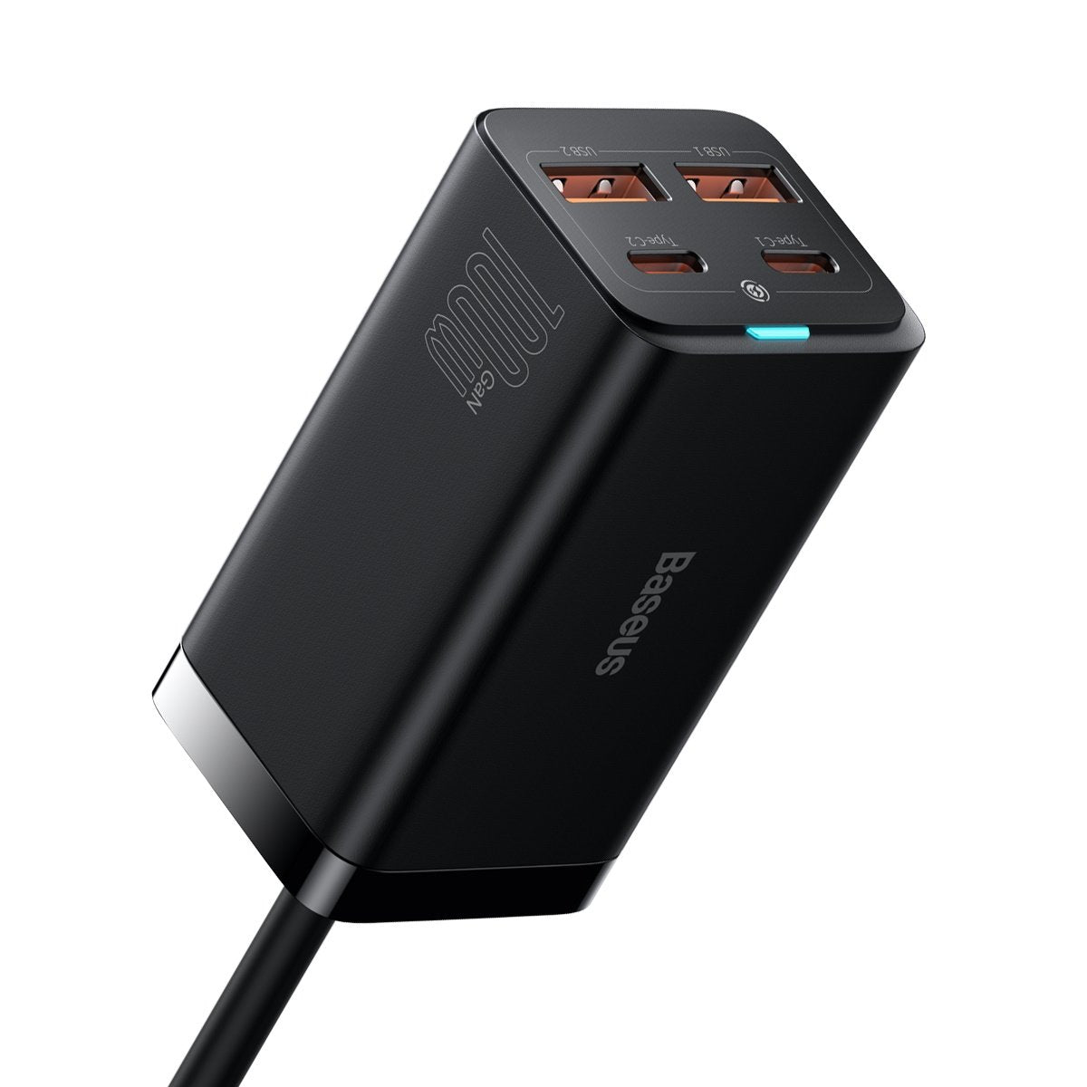 Ładowarka stacja USB-C Baseus GaN3 Pro, 100W, 5A, 2 x USB-A - 2 x USB-C, Czarny, Powystawowy CCGP000101