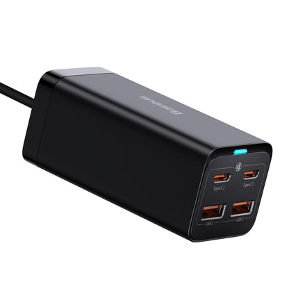 Ładowarka stacja USB-C Baseus GaN3 Pro, 100W, 5A, 2 x USB-A - 2 x USB-C, Czarny, Powystawowy CCGP000101