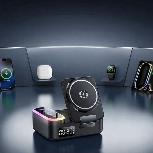 Ładowarka Stacja Yesido DS38 Display QI 3w1, 65W, 3A, 1 x USB-A - 2 x USB-C, Czarny