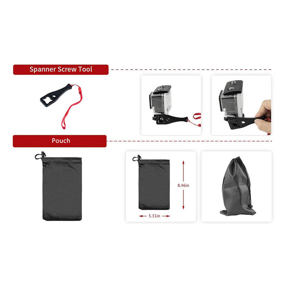 Zestaw Akcesoriów do Kamery Sportowej Techsuit SA15 dla GoPro / SJCAM Series, 15w1, Czarny