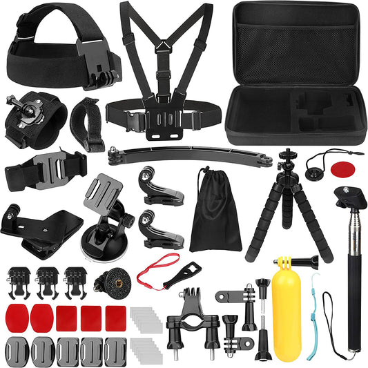 Zestaw akcesoriów do kamer sportowych Techsuit SA50 dla GoPro / SJCAM Series, 50w1, czarny