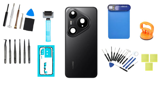 Zestaw tylnej pokrywy baterii Huawei Pura 80 Pro Glazed Black Service Pack oraz dedykowane narzędzia serwisowe